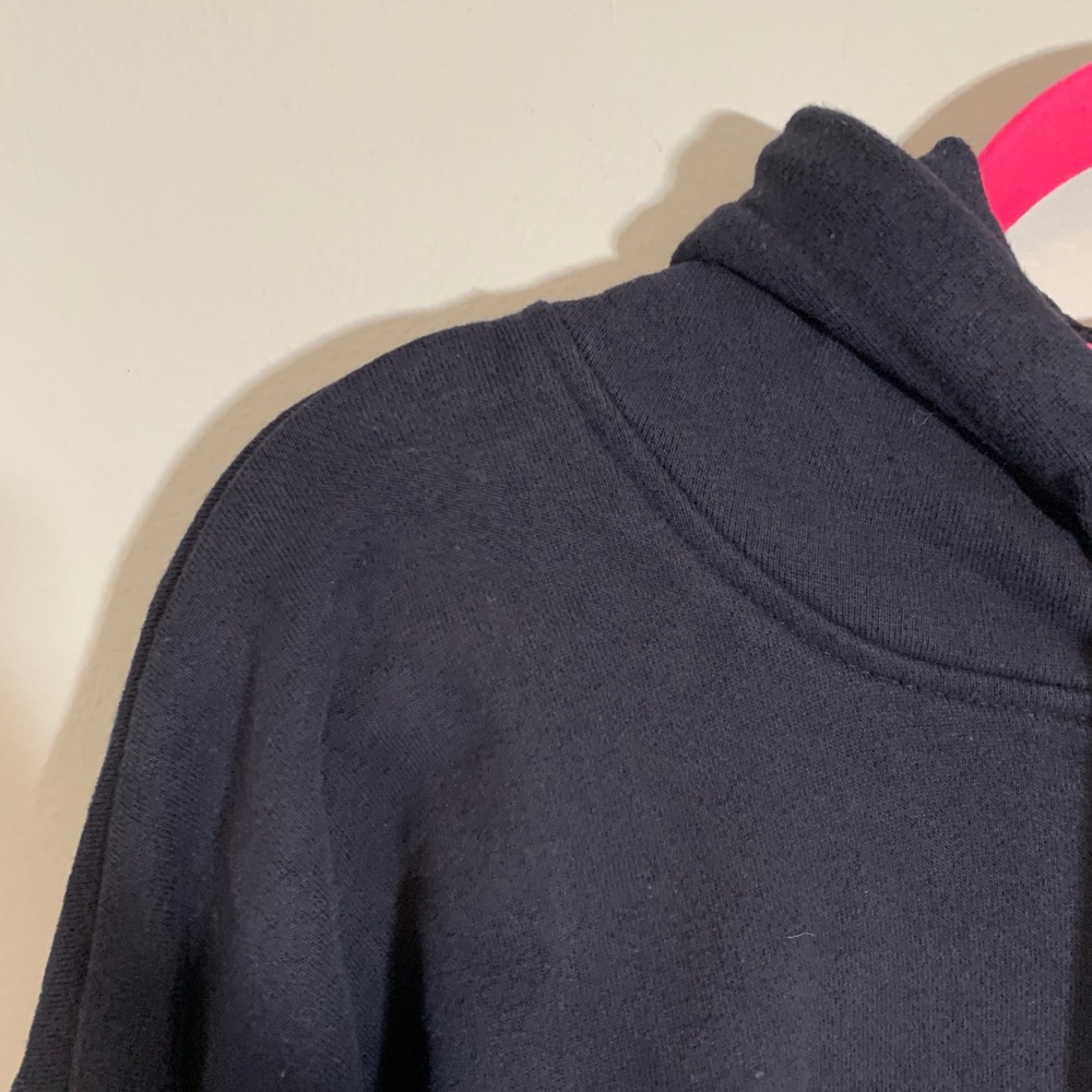 Superdry Navy Cropped Fitted Hoodie Athletic Logo Sleeve Pullover Women Small - Picture 4 of 10